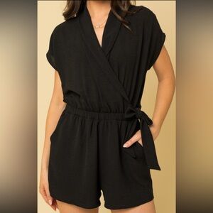 Black Tie Waist Romper Size L